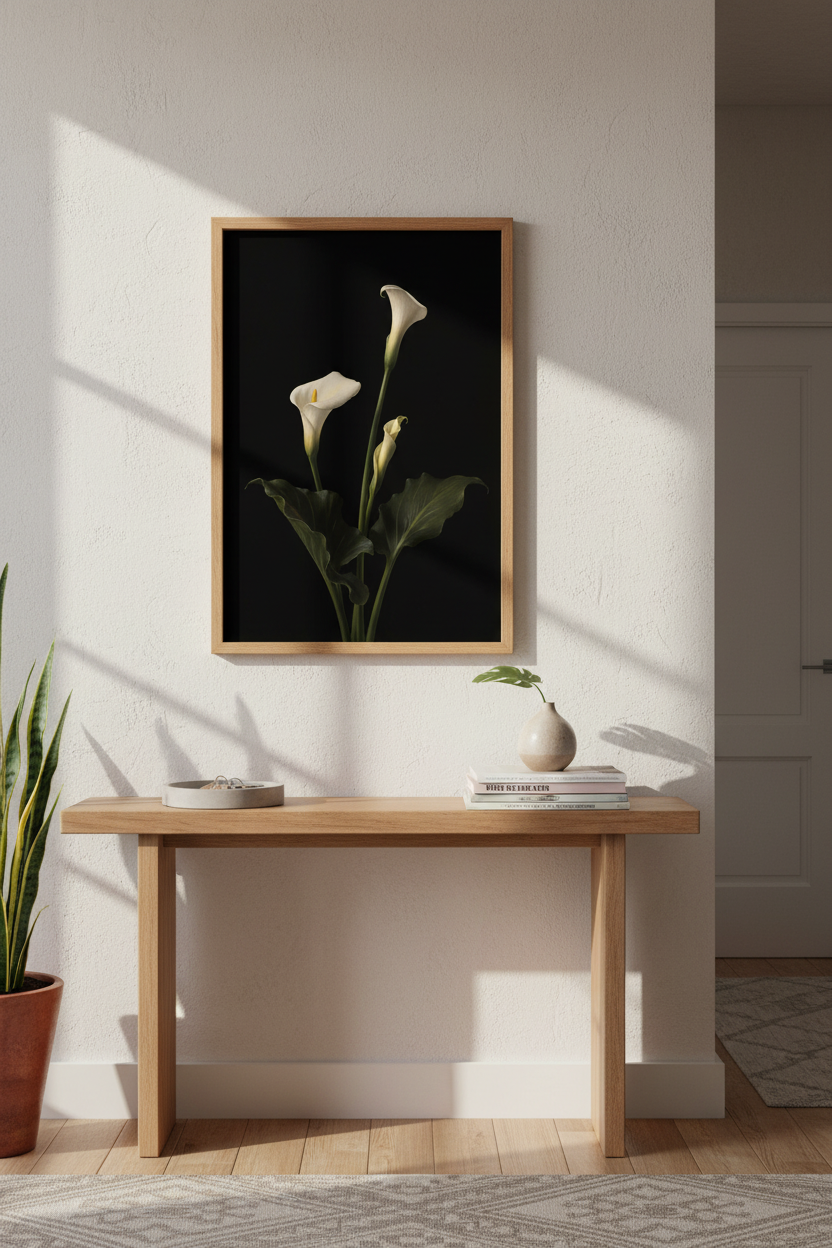 Minimalist Calla Lily Wall Art Print | Living Room Decor | Elegant Poster