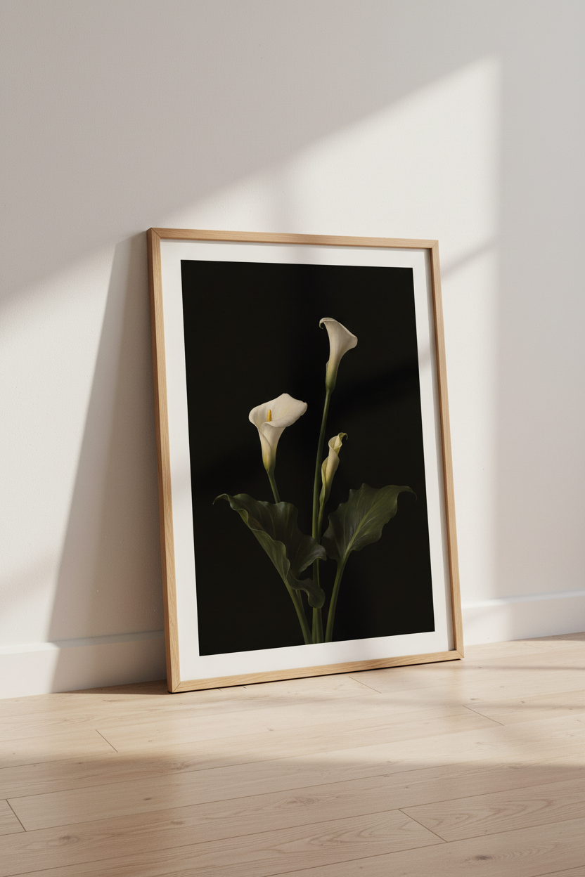 Minimalist Calla Lily Wall Art Print | Living Room Decor | Elegant Poster