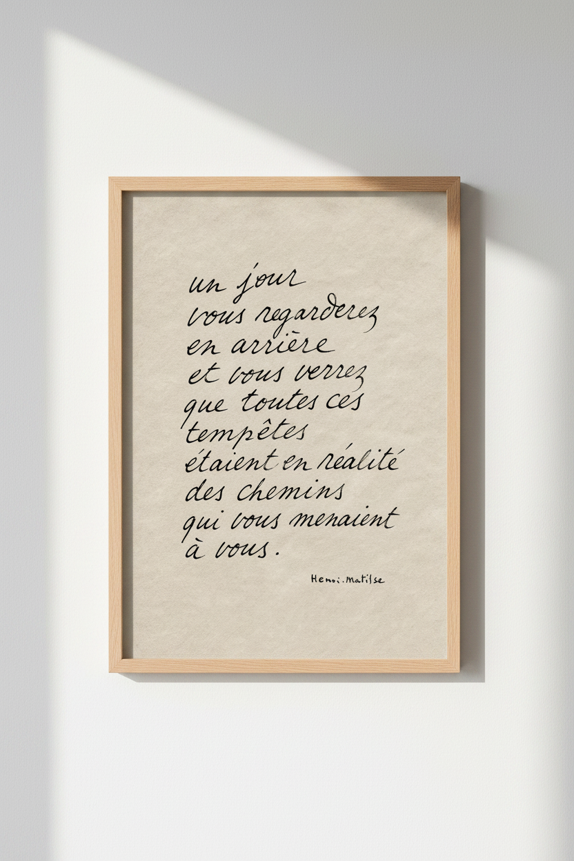 French quote art | Handwritten script, Vintage parchment, Living room decor