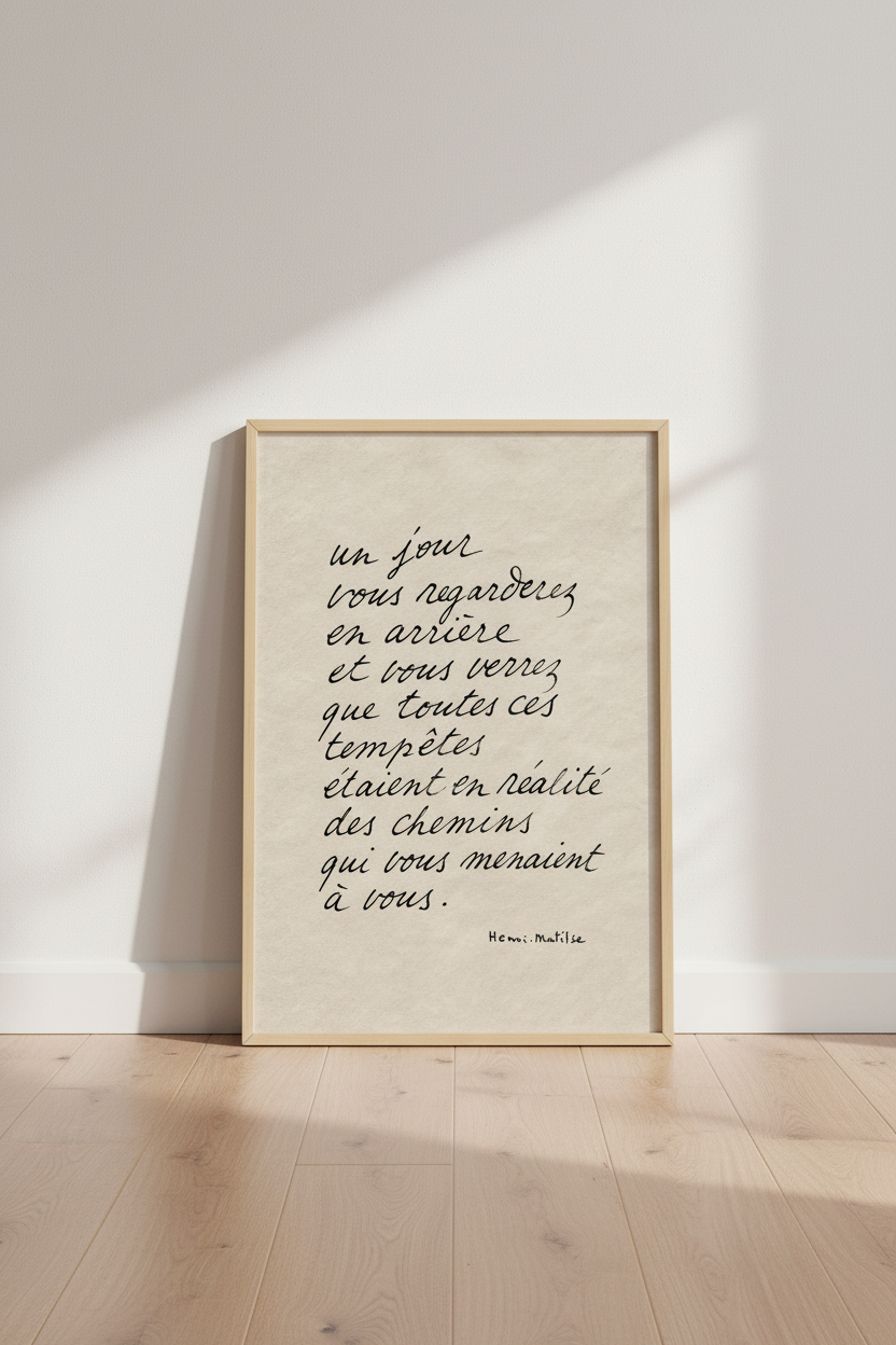 French quote art | Handwritten script, Vintage parchment, Living room decor