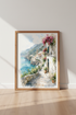 Amalfi Coast Watercolor | Italy Landscape Print, Mediterranean Coastal Decor
