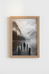 Moody Landscape Wall Art | Black and White Mountain Pier Print, Misty Lake Decor