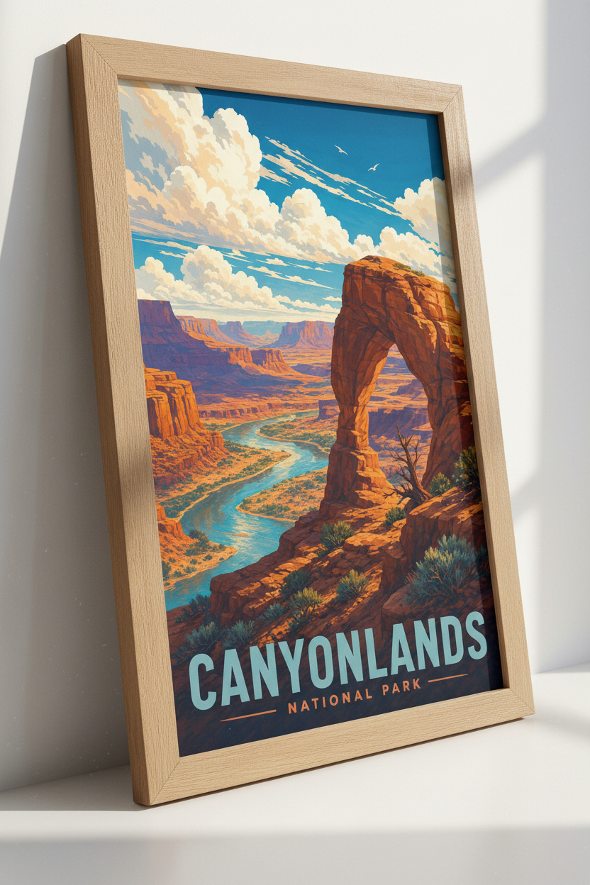 Canyonlands National Park Art | Vintage Desert Landscape, Utah Travel Poster