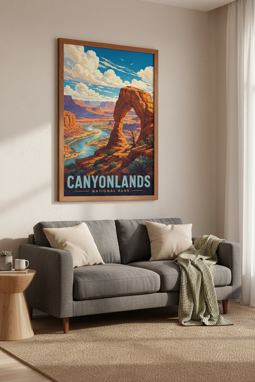 Canyonlands National Park Art | Vintage Desert Landscape, Utah Travel Poster