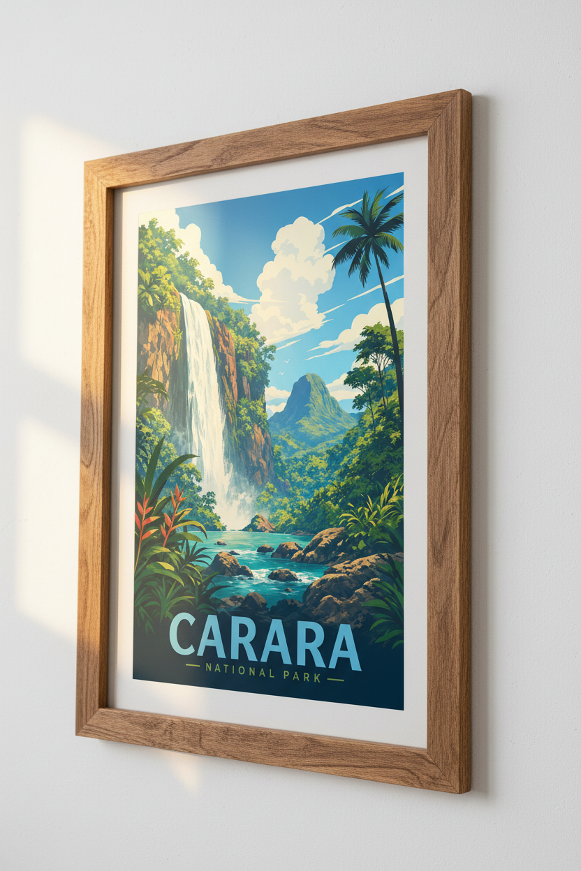 Carara National Park Art | Tropical Waterfall Print, Jungle Travel Poster