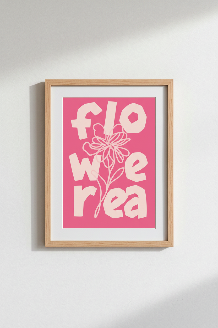 Pink Danish Pastel Wall Art Print | Preppy Floral Poster, Bedroom &amp; Dorm Decor