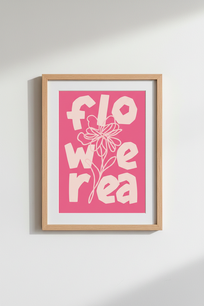 Pink Danish Pastel Wall Art Print | Preppy Floral Poster, Bedroom &amp; Dorm Decor