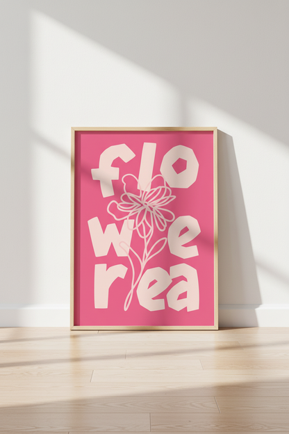Pink Danish Pastel Wall Art Print | Preppy Floral Poster, Bedroom &amp; Dorm Decor