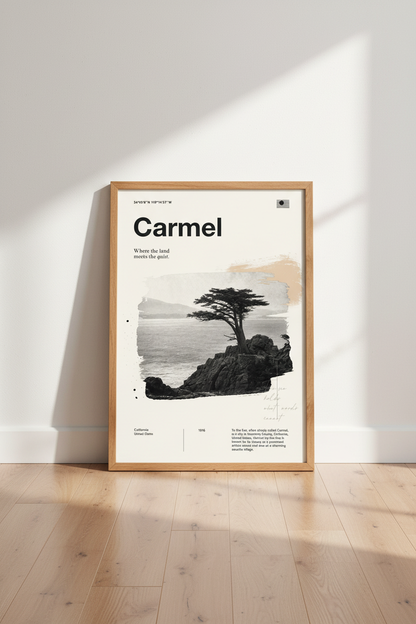 Carmel California Wall Art Print | Coastal Minimalist Decor | Lone Cypress Poster