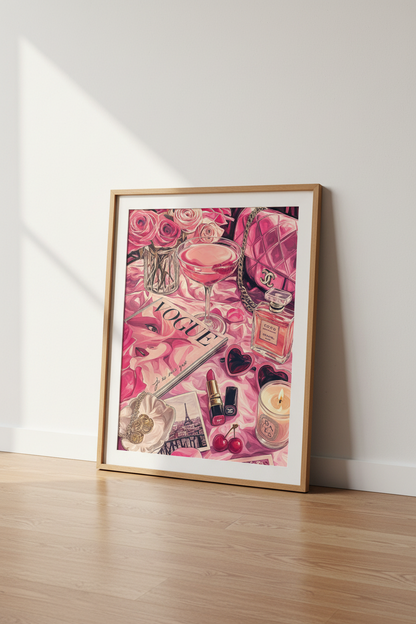 Pink Fashion Aesthetic Wall Art | Chic Luxury Room Decor | Glamorous Preppy Poster
