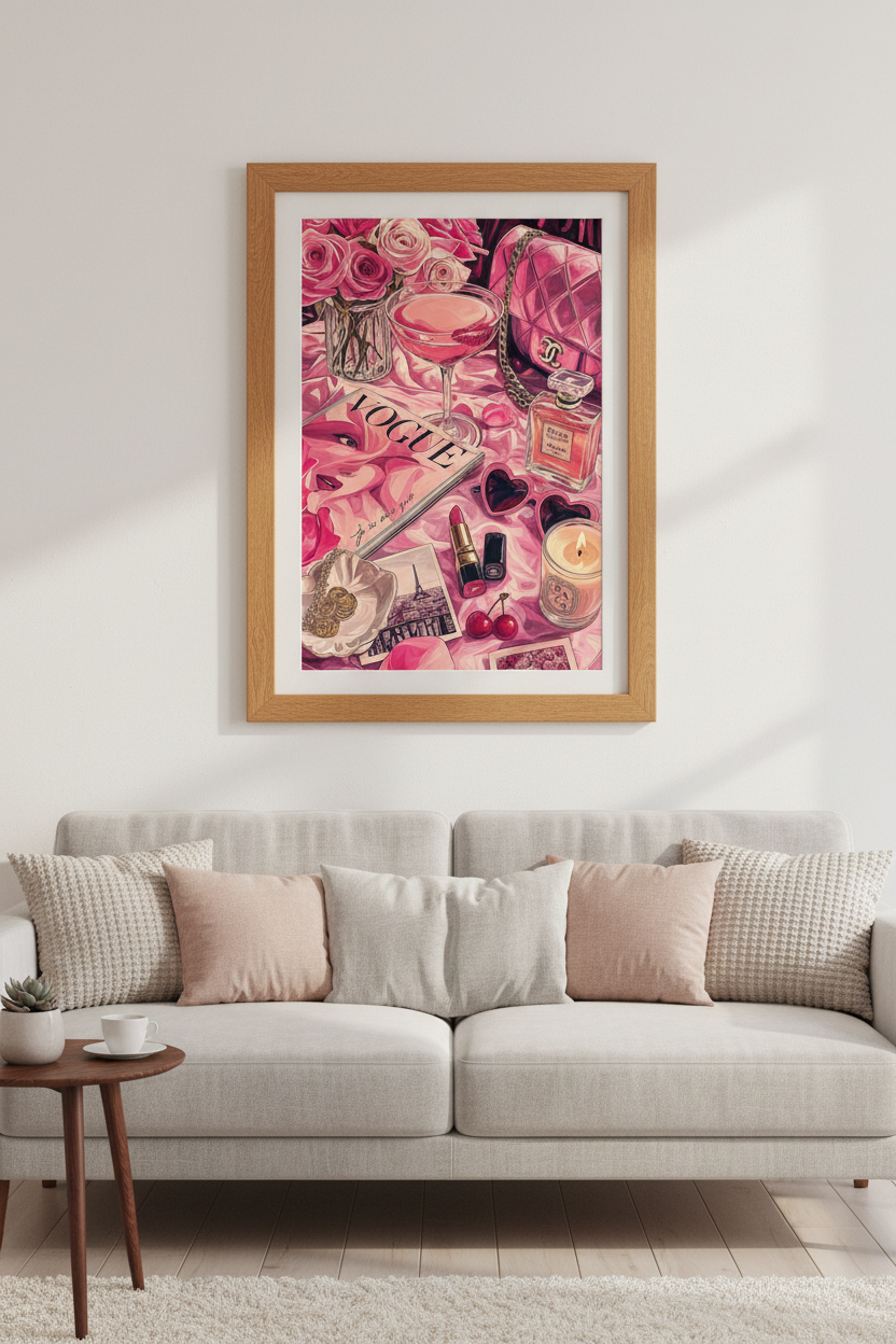Pink Fashion Aesthetic Wall Art | Chic Luxury Room Decor | Glamorous Preppy Poster