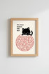 Funny Cat Art Print | Minimalist Black Cat Poster, Red & Cream Nursery Decor