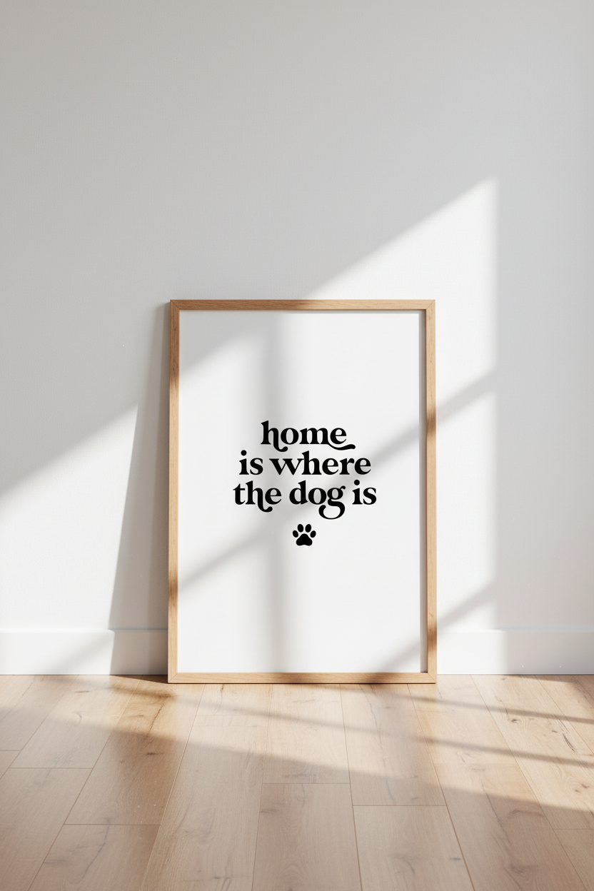 Home Is Where The Dog Is Wall Art Print | Dog Lover Decor | Minimalist Poster