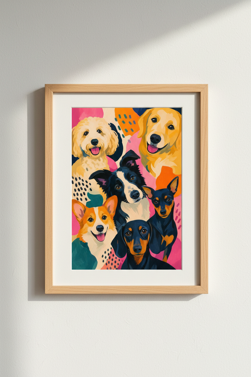 Colorful Dog Art Print | Vibrant Pet Lover Poster, Modern Corgi Puppy Nursery Decor