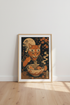 Japanese Samurai Cat Ramen Wall Art | Kitchen Decor | Ukiyo-e Style Poster