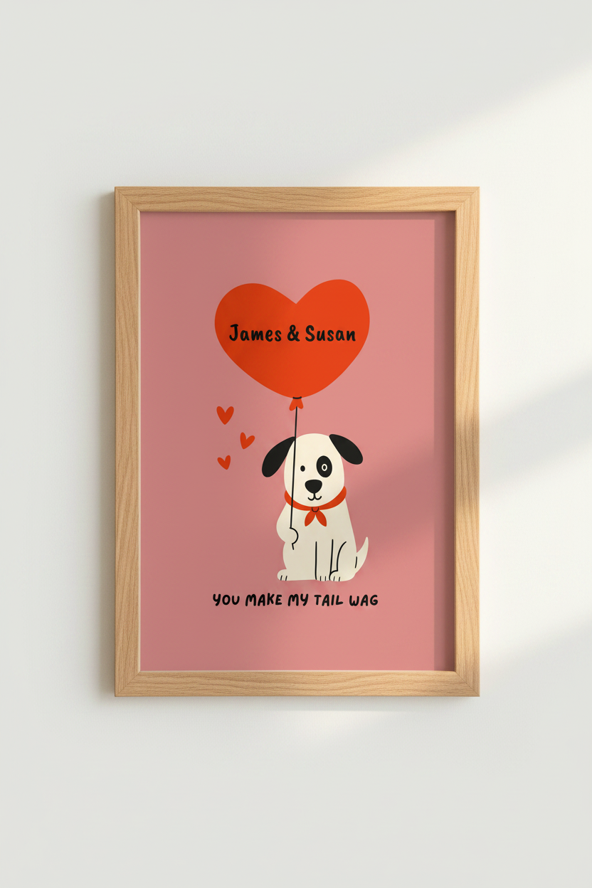 Custom Dog Love Print | Personalized Couples Wall Art, Cute Nursery Puppy Poster