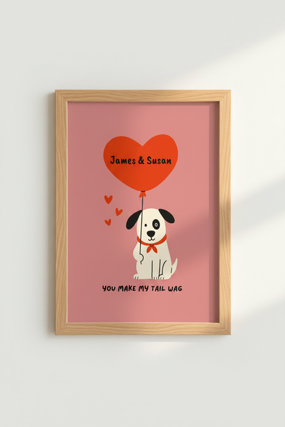 Custom Dog Love Print | Personalized Couples Wall Art, Cute Nursery Puppy Poster