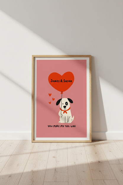 Custom Dog Love Print | Personalized Couples Wall Art, Cute Nursery Puppy Poster