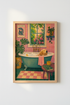 Maximalist Bathroom Print | Golden Retriever Dog Wall Art | Colorful Eclectic Poster