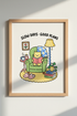 cozy cat wall art | Whimsical Pastels, Reading Nook Decor