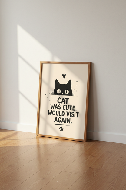 Peeking Black Cat | Cute Feline Quote Print, Nursery &amp; Home Office Decor