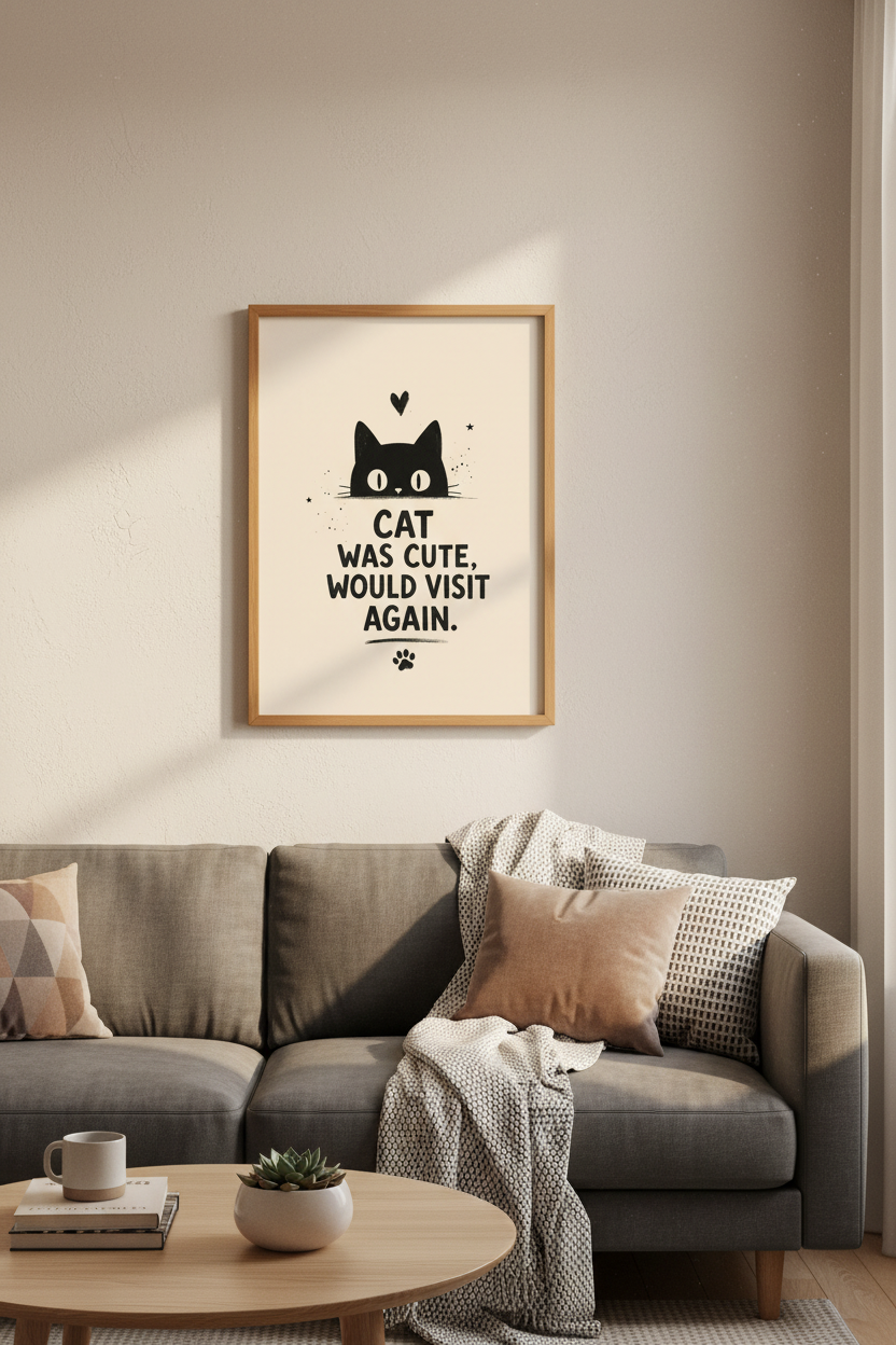 Peeking Black Cat | Cute Feline Quote Print, Nursery &amp; Home Office Decor