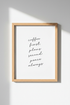 Coffee First Plans Second Peace Always Wall Art | Kitchen Decor | Minimalist Poster