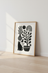 Black Cat & Botanical Wall Art | Minimalist Boho Print, Living Room Decor