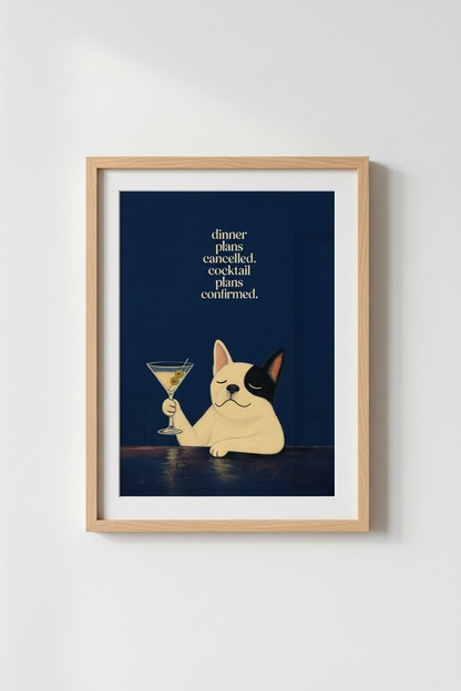 Funny dog wall art | Navy palette, living room decor