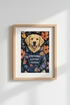 Golden Retriever Art Print | Funny Dog Lover Decor | Floral Boho Poster