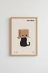 Black Cat Box Head Art Print | Modern Nursery Decor | Minimalist Funny Poster
