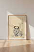 Sleeping Cat in Chinese Vase Wall Art | Blue and White Chinoiserie, Zen Home Decor Art
