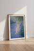 Impressionist Water Lily Pond Wall Art | Blue Iris Garden Decor | Pastel Nature Poster