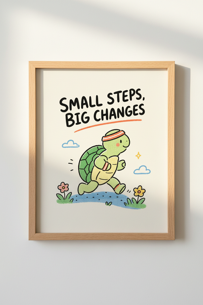 Turtle Wall Art | Whimsical Illustration, Pastel Tones, Living Room Decor