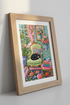 Tuxedo Cat & Books Wall Art | Maximalist Library Decor | Pink Floral Poster