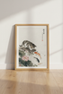 Japanese Cat & Koi Pond Wall Art | Zen Ink Wash Poster, Neutral Decor