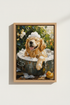 Dog Art Print | Golden Retriever Bath Time Poster, Funny Bathroom Wall Decor
