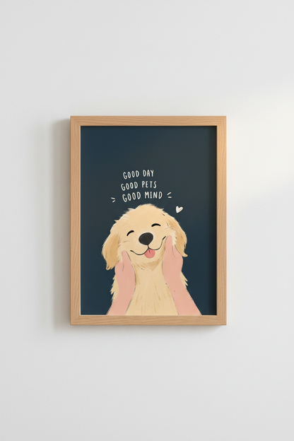 Whimsical Dog Wall Art Print | Living Room Decor | Cozy Poster