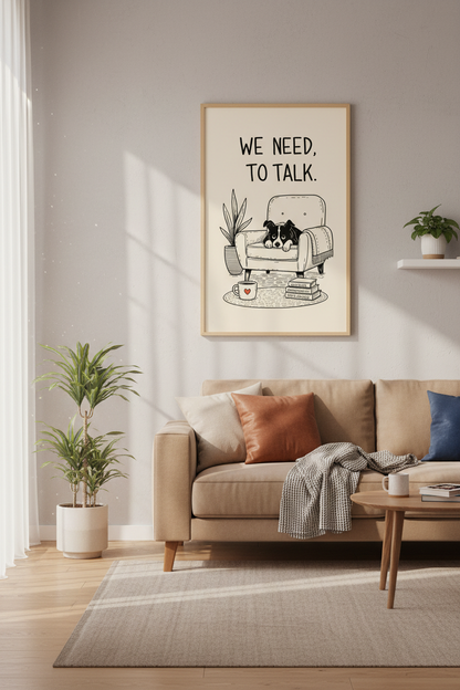 Funny Border Collie Wall Art | Dog Lover Office Decor | Minimalist Poster