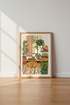 Boho Sleeping Dog & Plants Wall Art | Cozy Living Room Decor | Earthy Aesthetic Poster