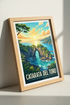 Catarata Del Toro Waterfall Art | Costa Rica Travel Poster | Tropical Coastal Decor