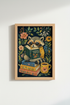Whimsical Raccoon Wall Art Print | Cute Animal Book Lover Poster | Dark Academia Decor