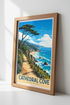 Cathedral Cove Wall Art | Vintage Travel Poster, Coastal Landscape Print
