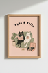 Funny Cat Wall Art Print | Cute Kitten Poster, Aesthetic Pink Home Decor