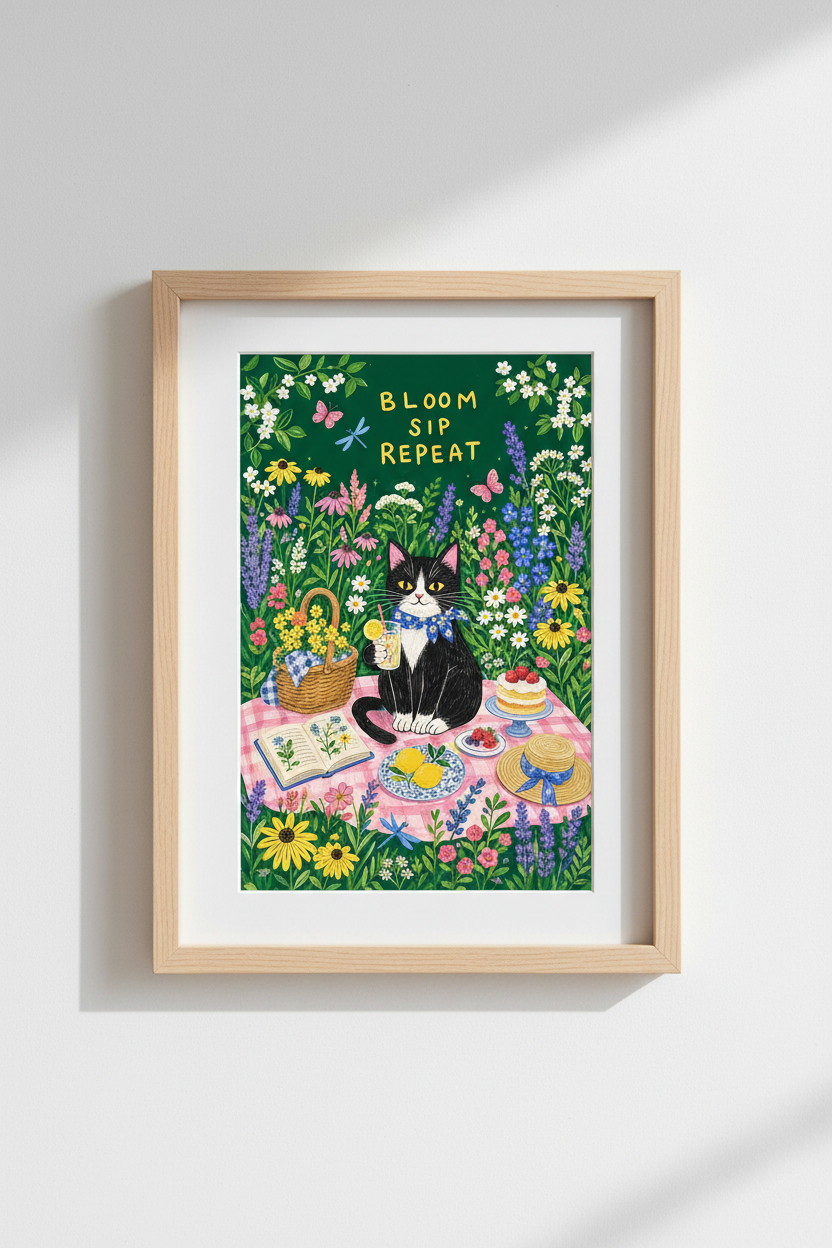 Colorful Cat Wall Art Print | Living Room Decor | Vibrant Poster