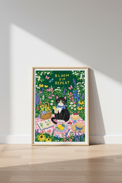 Colorful Cat Wall Art Print | Living Room Decor | Vibrant Poster