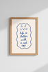 Cat Lover Wall Art | Minimalist Blue Line Drawing, Nursery Decor Aesthetic Poster