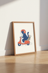 Cat on Scooter Art Print | Nursery & Kids Room Decor | Cute Whimsical Poster