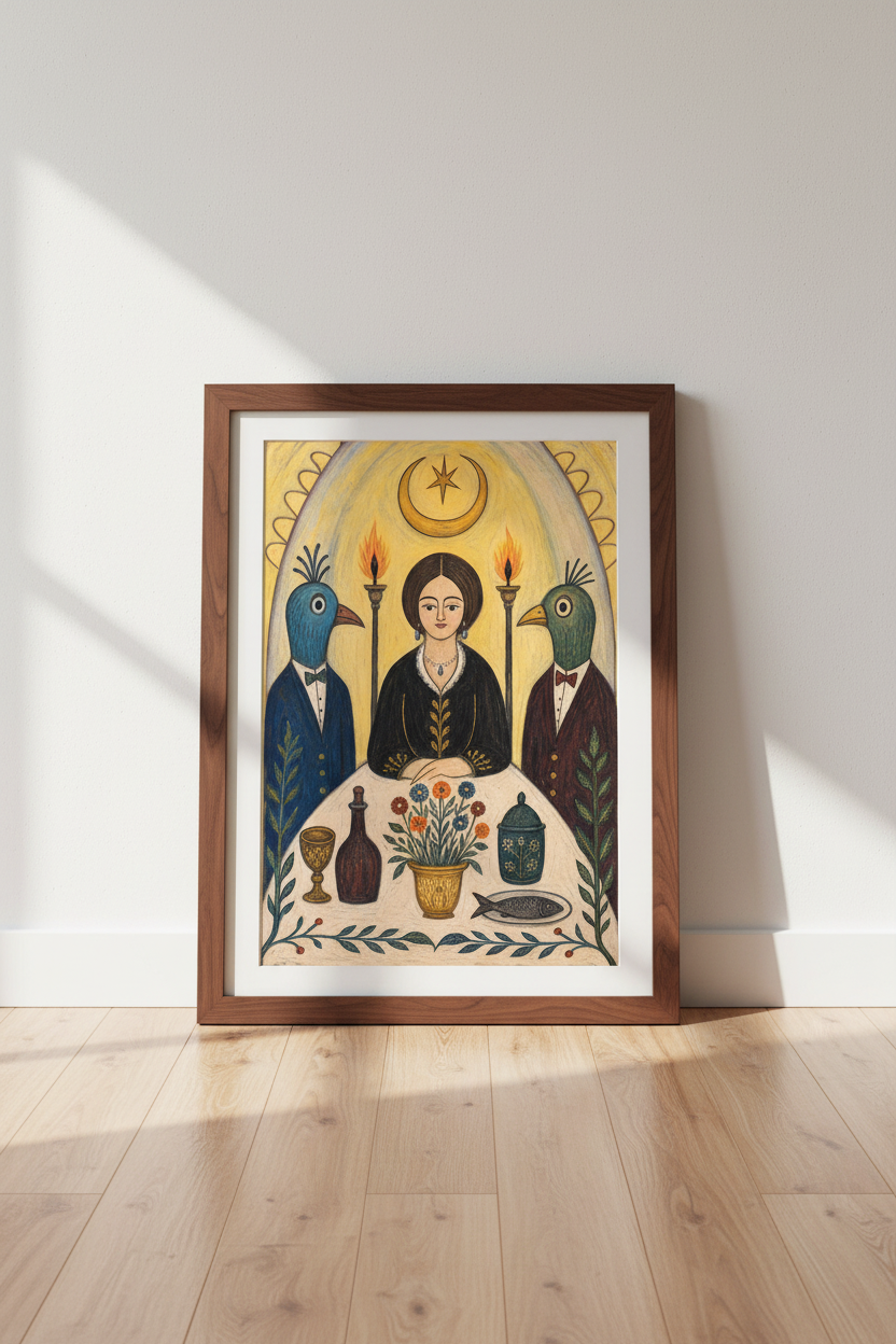 folk art wall print | Surreal Naive Palette | Living Room Decor