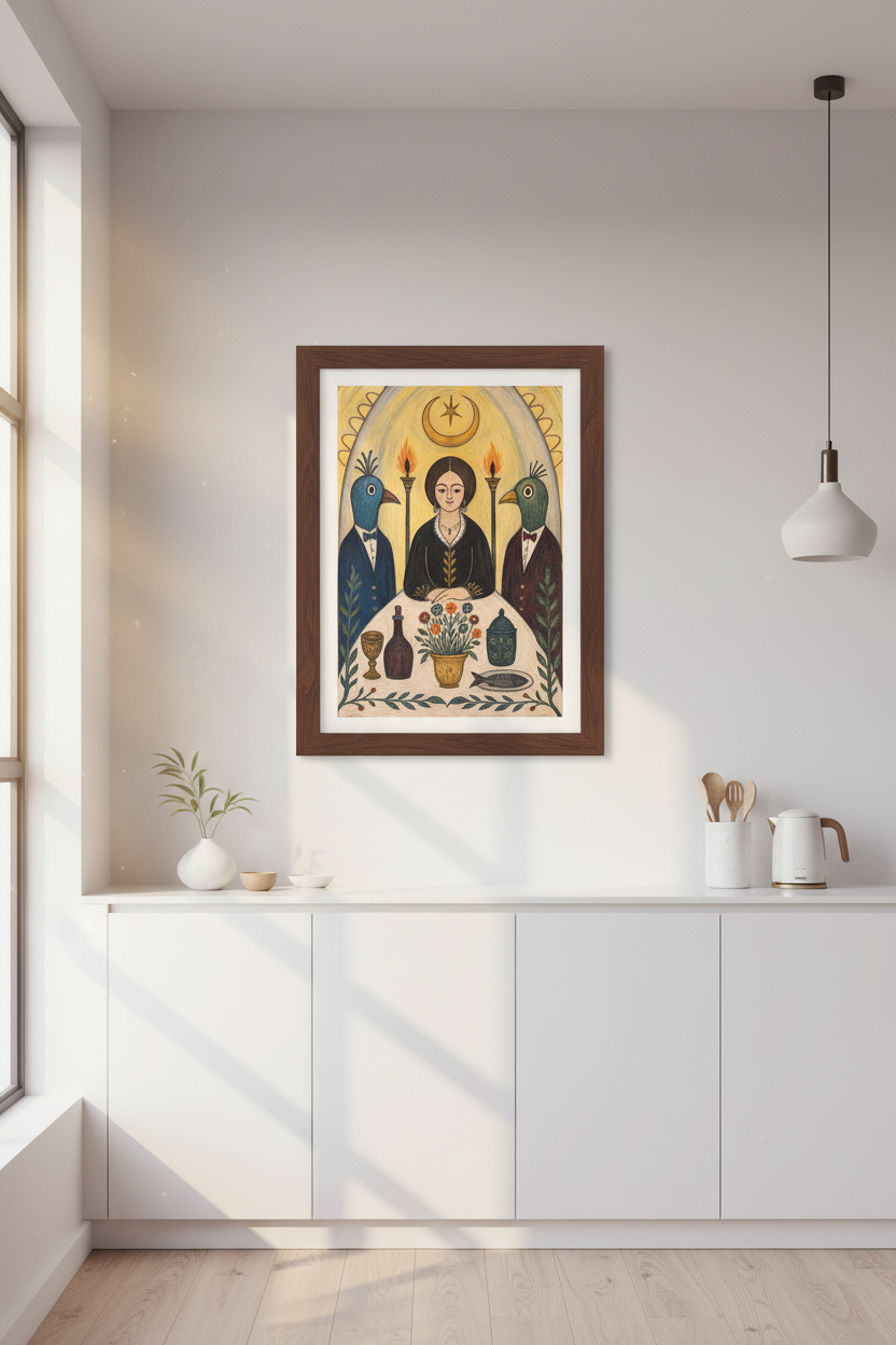 folk art wall print | Surreal Naive Palette | Living Room Decor